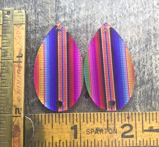 Blanket Stripe Acrylic Printed Earring Components Pair - Jewelry Blanks - CB&CO