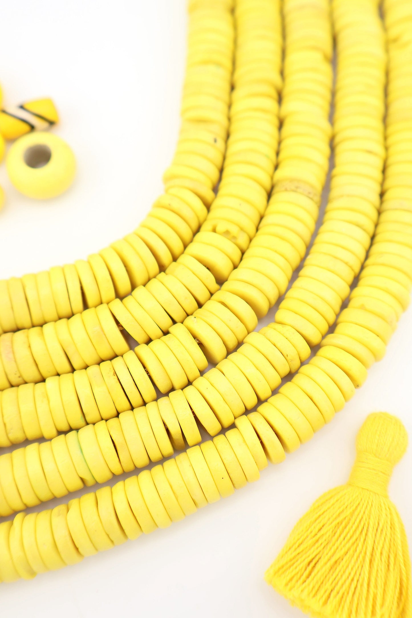 10mm Yellow Bone Heishi Discs Spacer Beads, 80 pieces