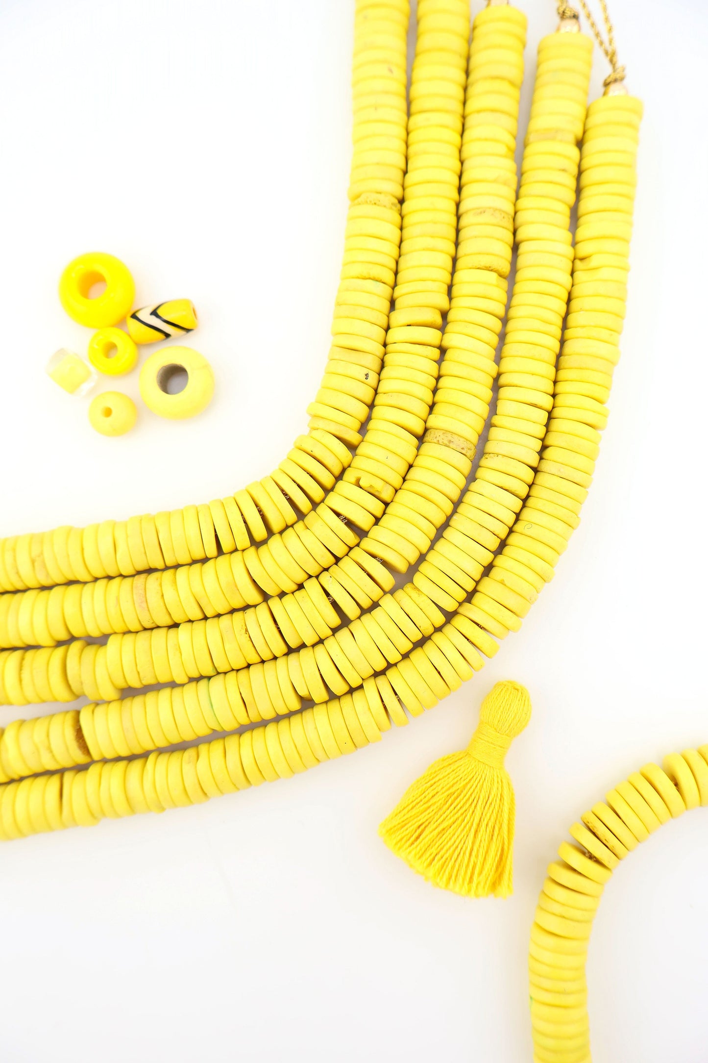 10mm Yellow Bone Heishi Discs Spacer Beads, 80 pieces