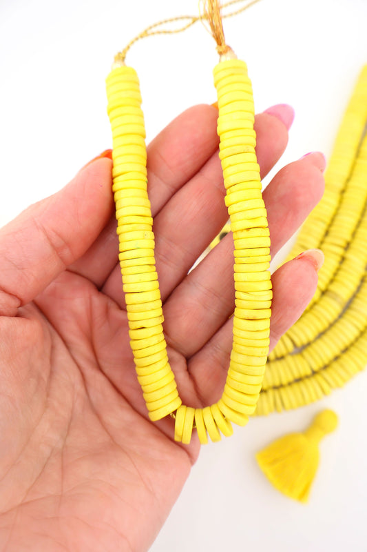 10mm Yellow Bone Heishi Discs Spacer Beads, 80 pieces