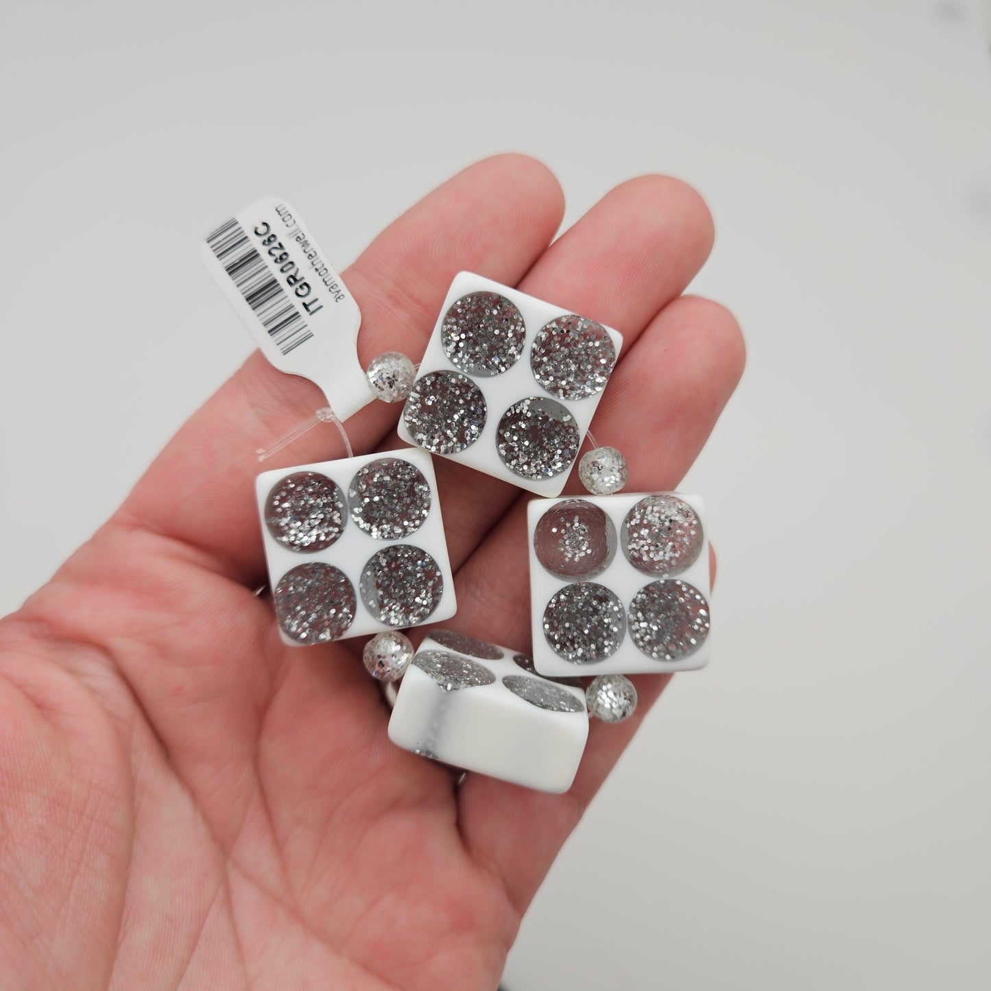 Glitter Square 20mm White