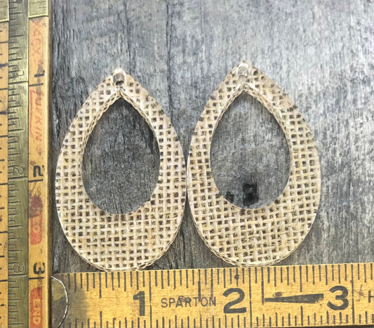 Burlap Printed Acrylic Earring Pair - Jewelry Making Supplies - Components - Blanks