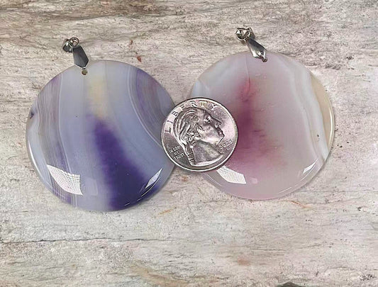 Gray Agate Dyed, round Coin shape Pendant, (1pc) 48-49mm