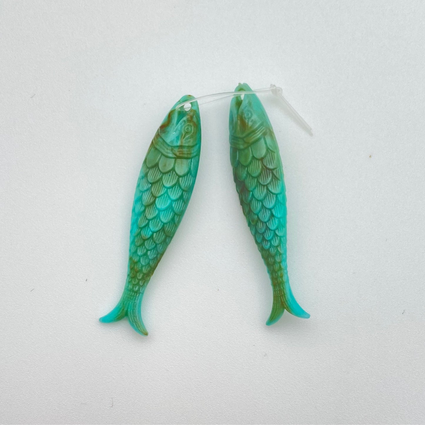Fish Drop 48mm Turquoise Marble