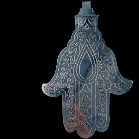 Large Contemporary Silver Metal Hamsa - Rita Okrent Collection (J259)