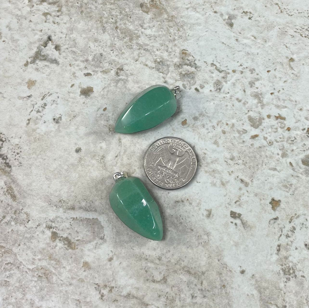 Green Aventurine, Cut Point Pendant, 15x30mm (1pc)