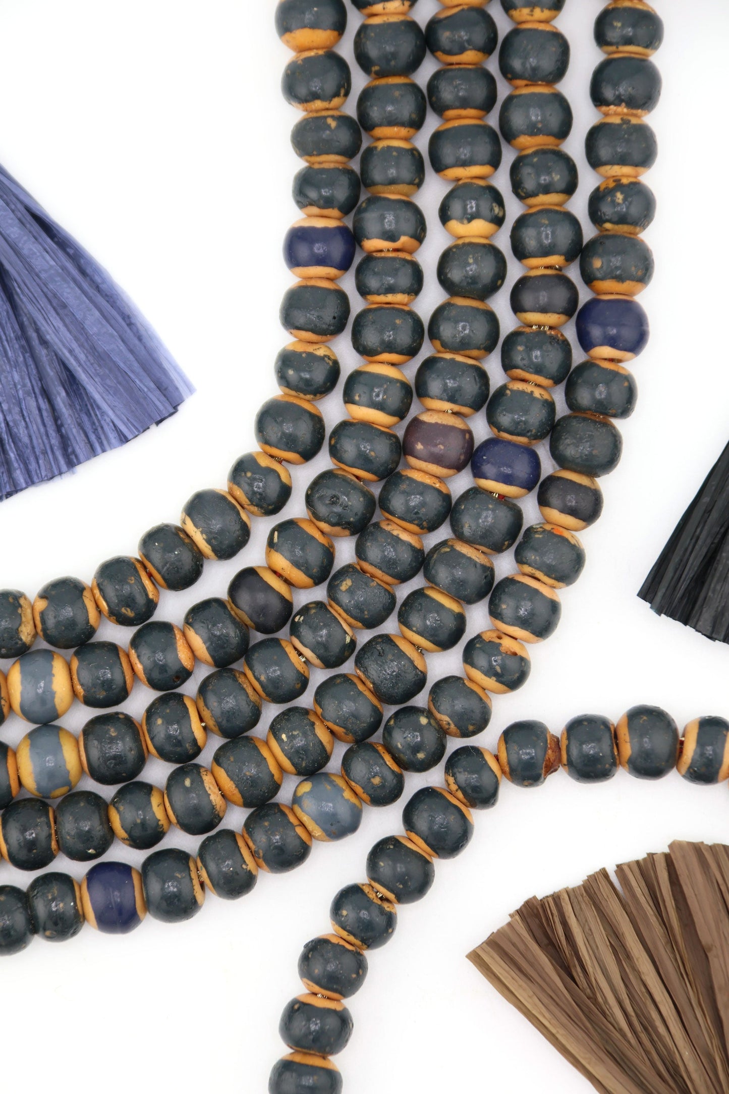 8mm Two Tone Charcoal & Brown Rondelle Bone Beads, 8x7mm