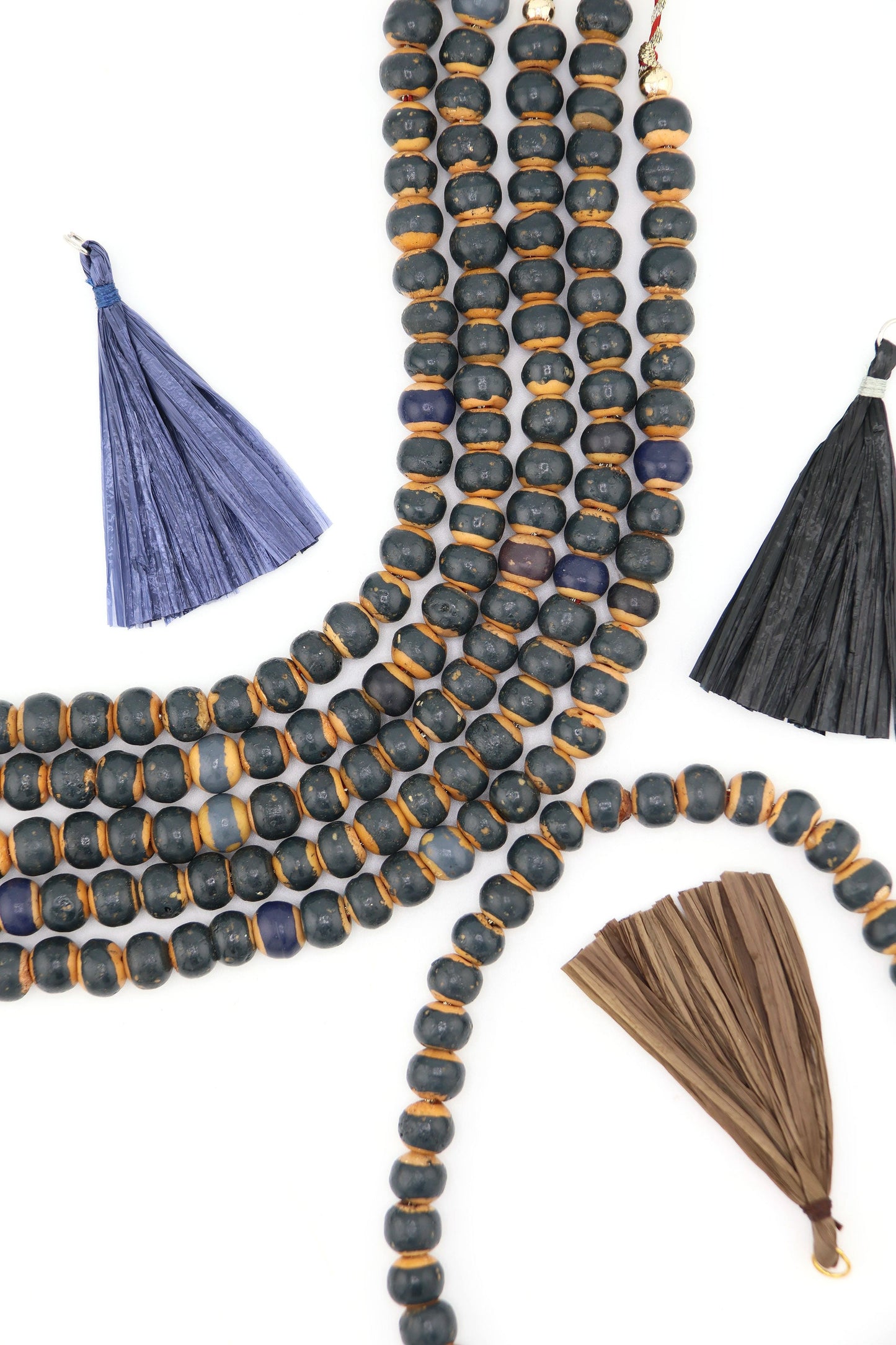 8mm Two Tone Charcoal & Brown Rondelle Bone Beads, 8x7mm