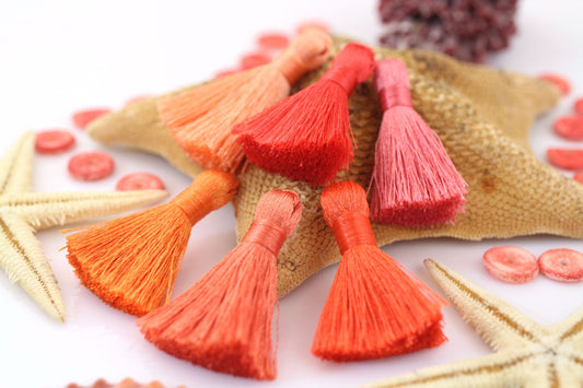 Living Coral Mix: Mini Silky Jewelry Making Tassels, 1.25" Earring Tassels