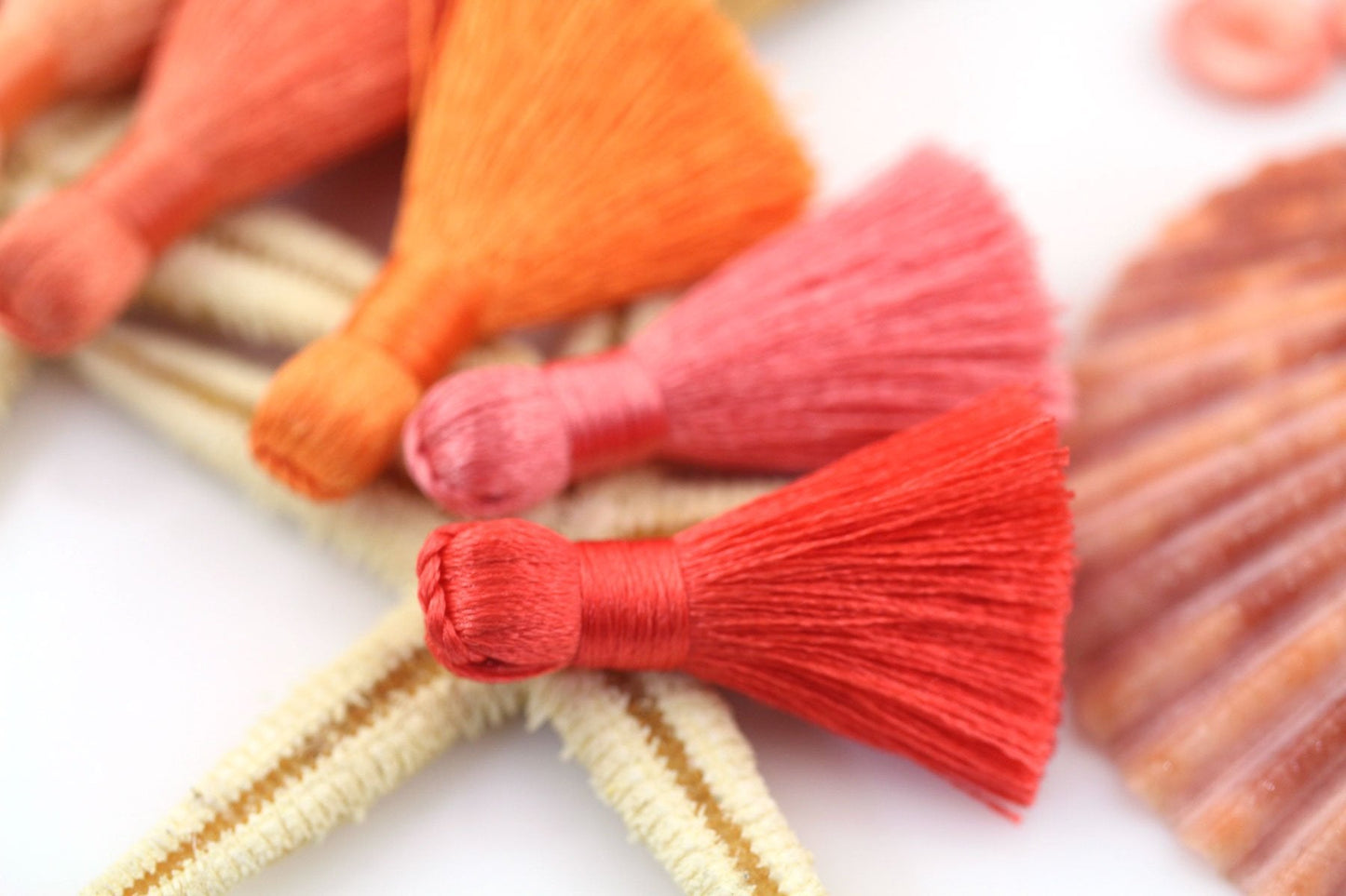 Living Coral Mix: Mini Silky Jewelry Making Tassels, 1.25" Earring Tassels