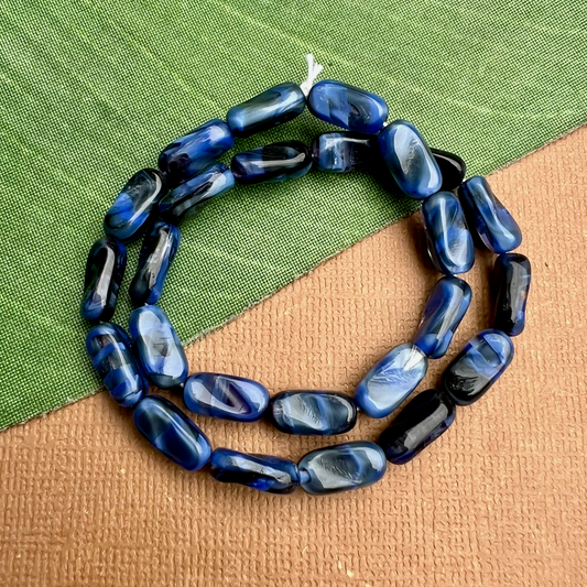 Blue Twisted Rectangle Beads - 100 Pieces