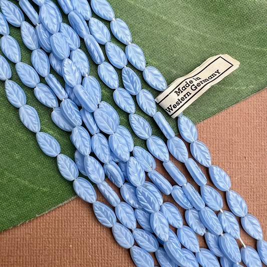 Light Blue Glass Leaves - 100 Pieces