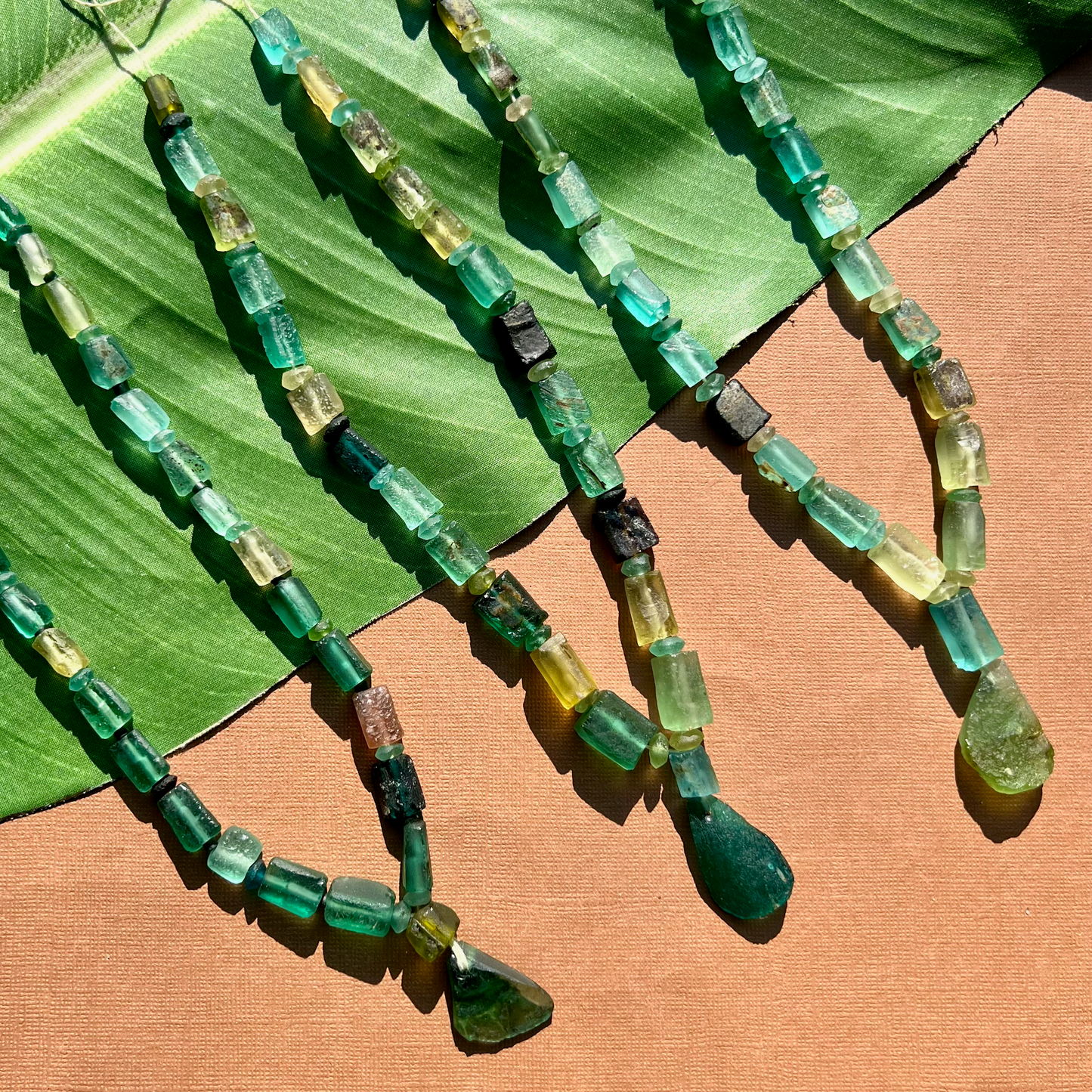 Roman Glass Brick Bead Strands