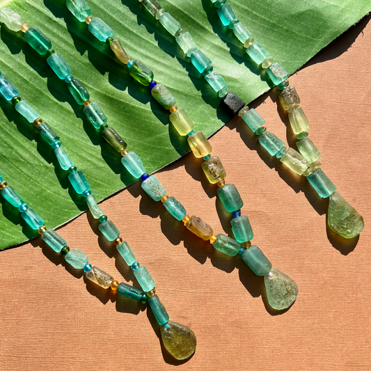 Roman Glass Brick Bead Strands