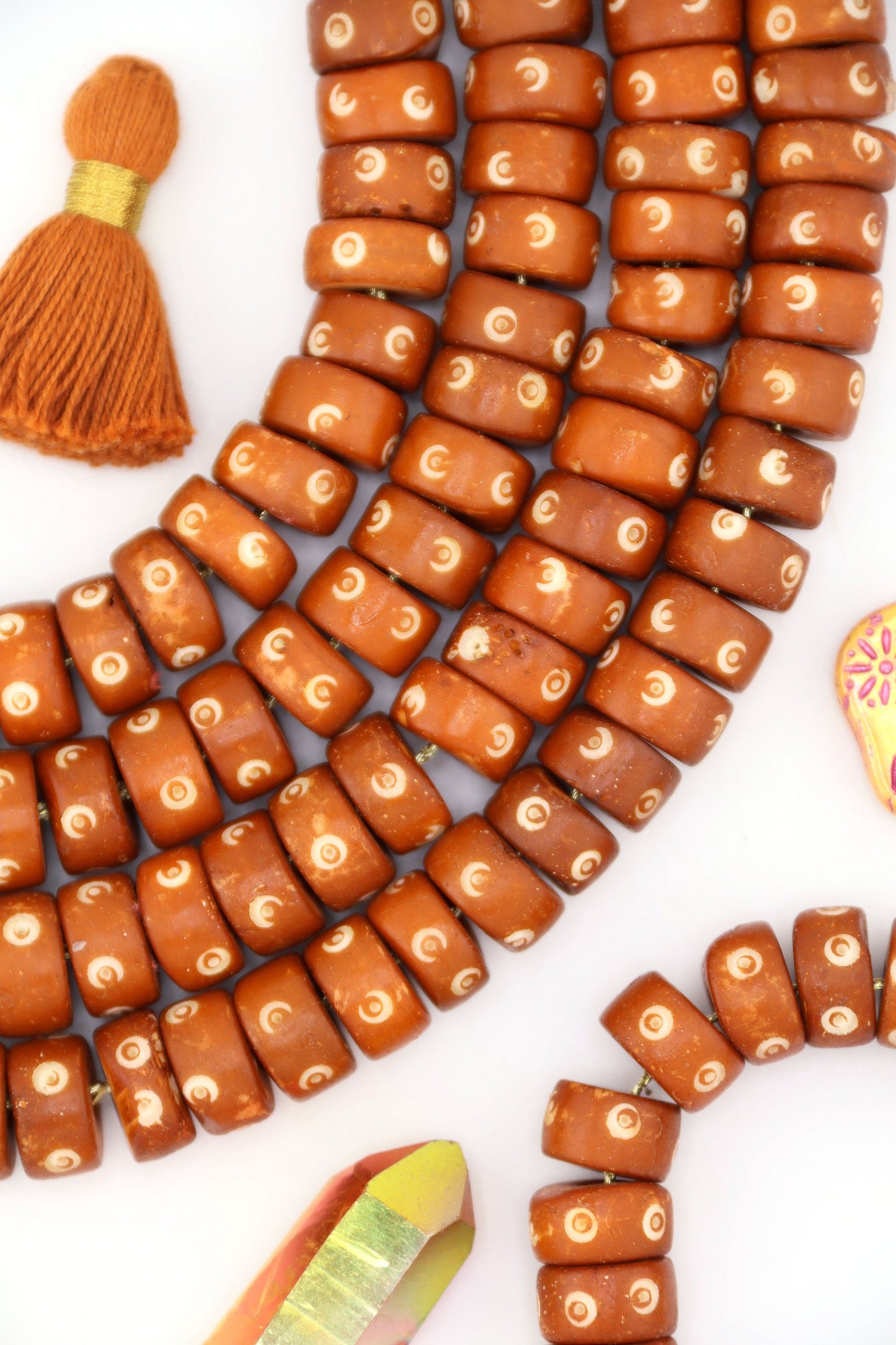 Butterscotch 12x6mm Handmade Rondelle Bone Beads