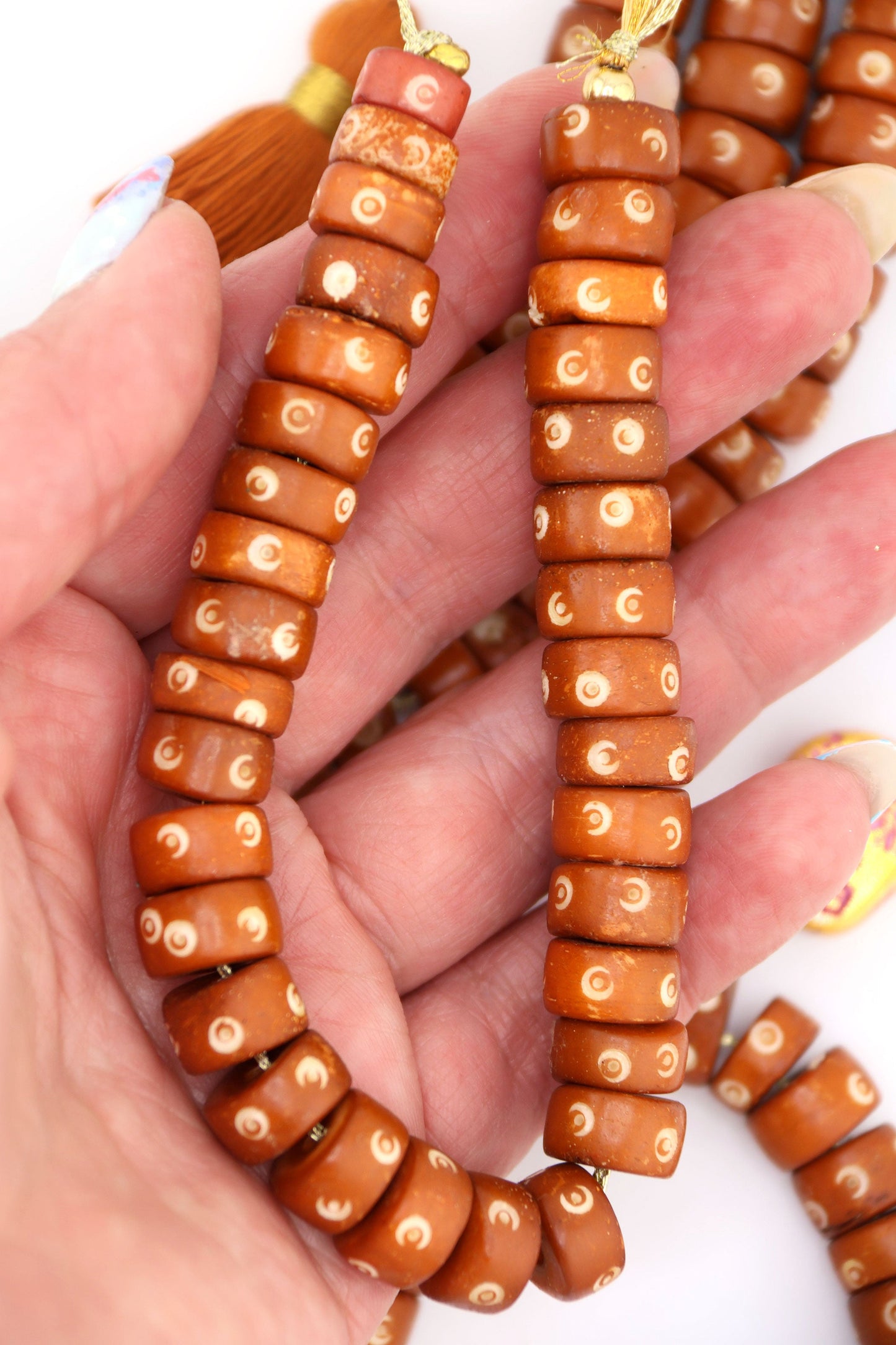 Butterscotch 12x6mm Handmade Rondelle Bone Beads