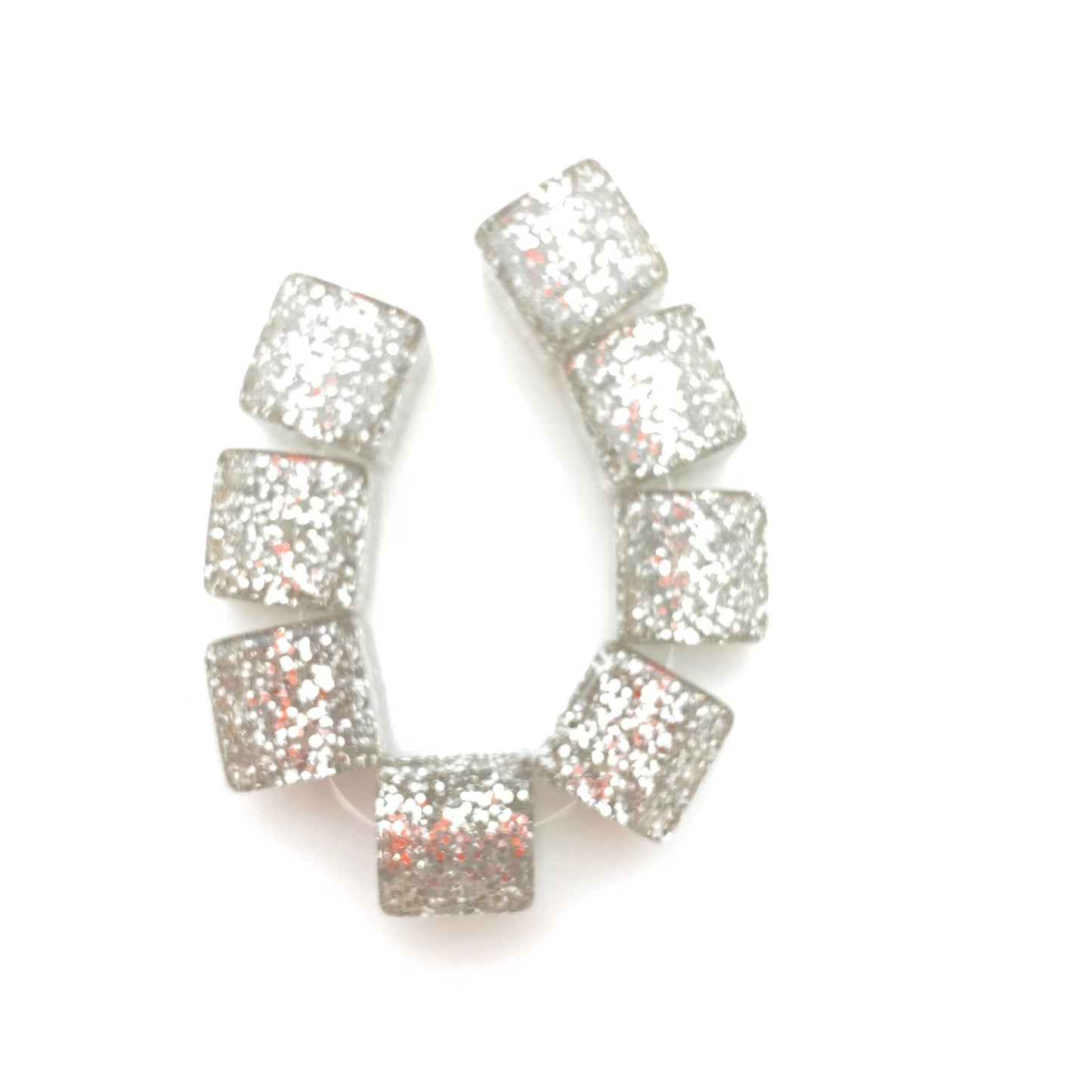 Glitter Cube 10mm Silver