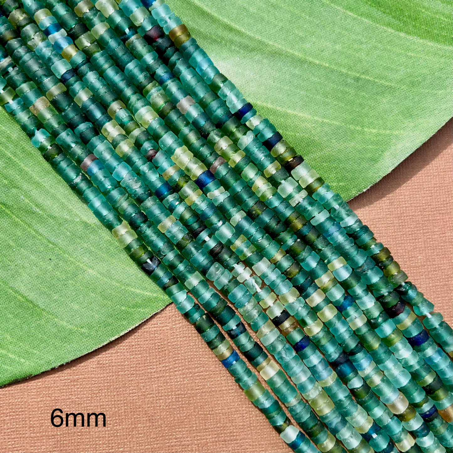 Roman Glass Small Cylinder 4mm & 6mm Bead Strands
