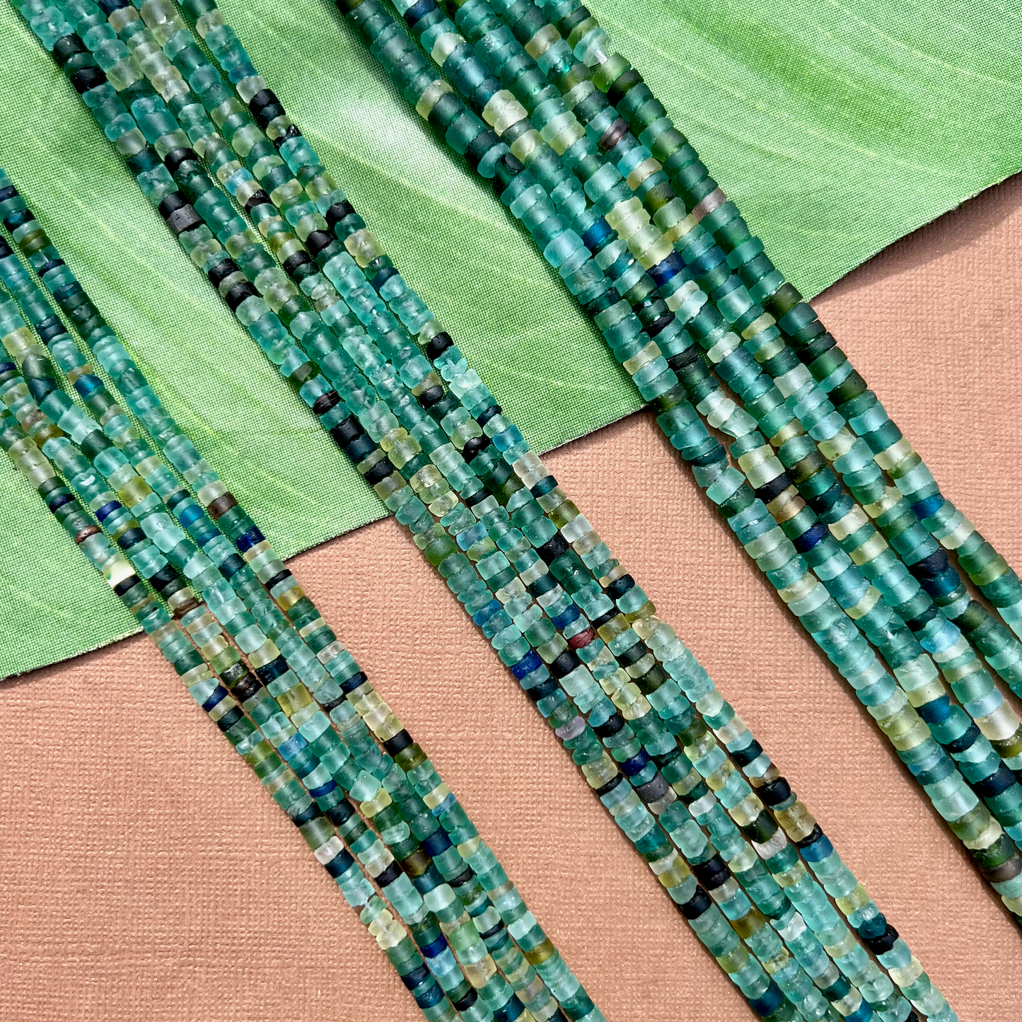 Roman Glass Small Cylinder 4mm & 6mm Bead Strands