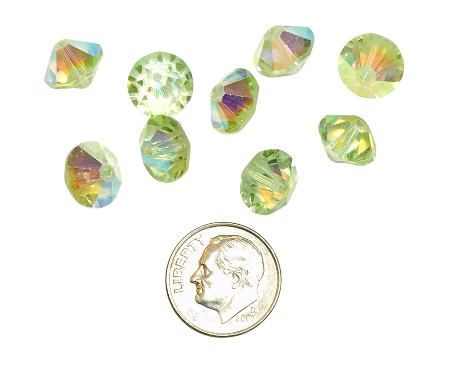 Vintage Swarovski Crystal Beads - Article 5307 - 10mm - Chrysolite AB