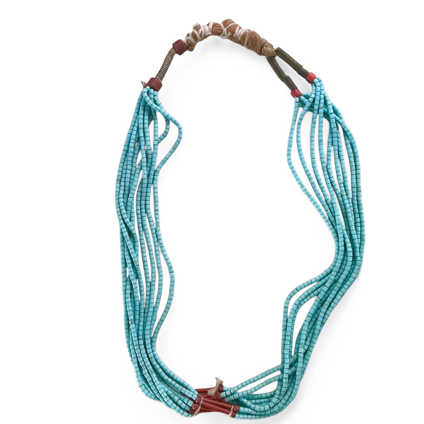 Vintage Light Blue Fulani Multi-strand Beaded Necklace, Nigeria - Rita Okrent Collection (AT1903)