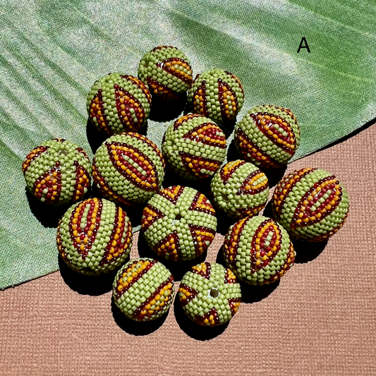 Green Red Orange (Size 15) Beaded Beads