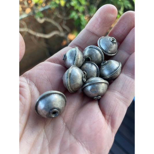 Medium Sized Moroccan Handmade Berber Silver Metal Beads - Rita Okrent Collection (NP022m)
