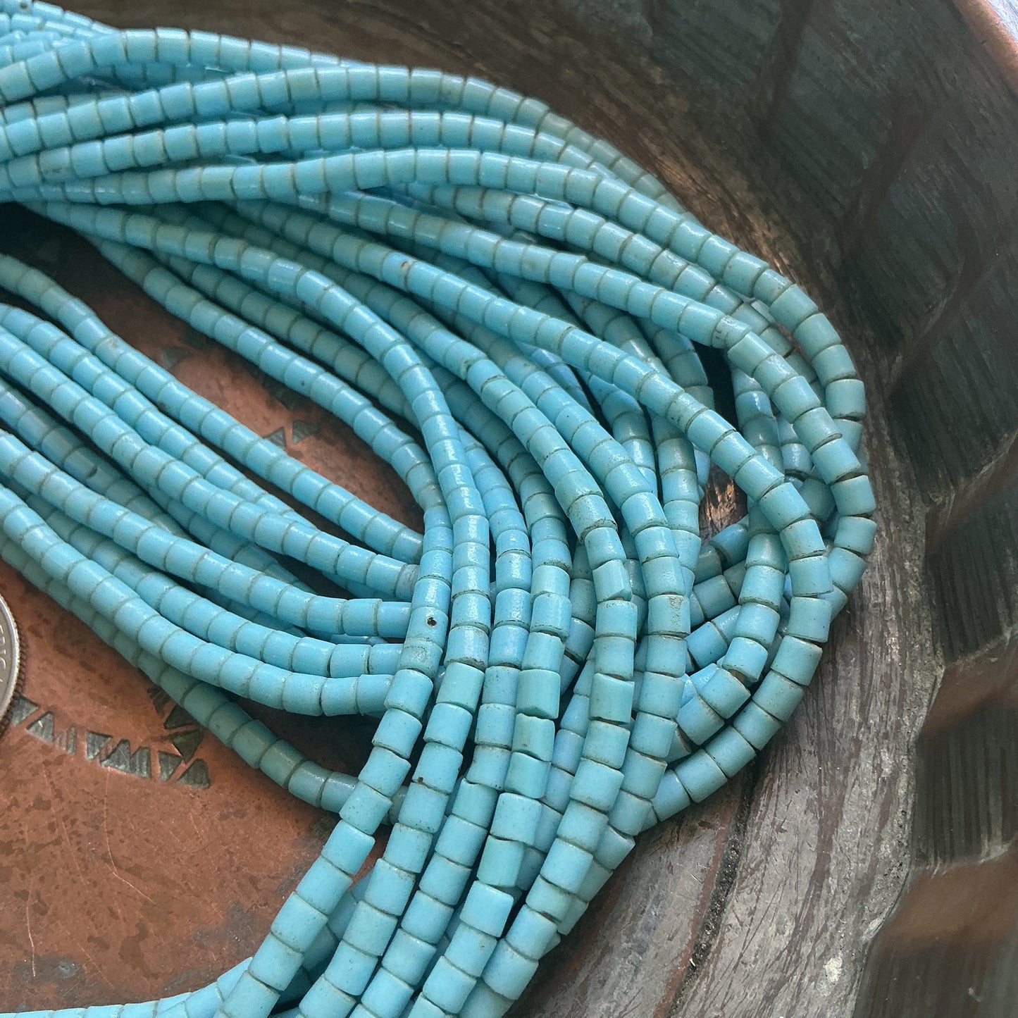 Vintage Light Blue Fulani Multi-strand Beaded Necklace, Nigeria - Rita Okrent Collection (AT1903)