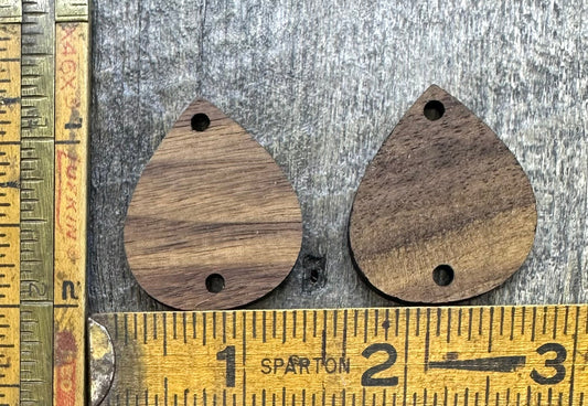 Walnut Earring or Pendant components (2 pieces) - Solid Hardwood - CB&CO