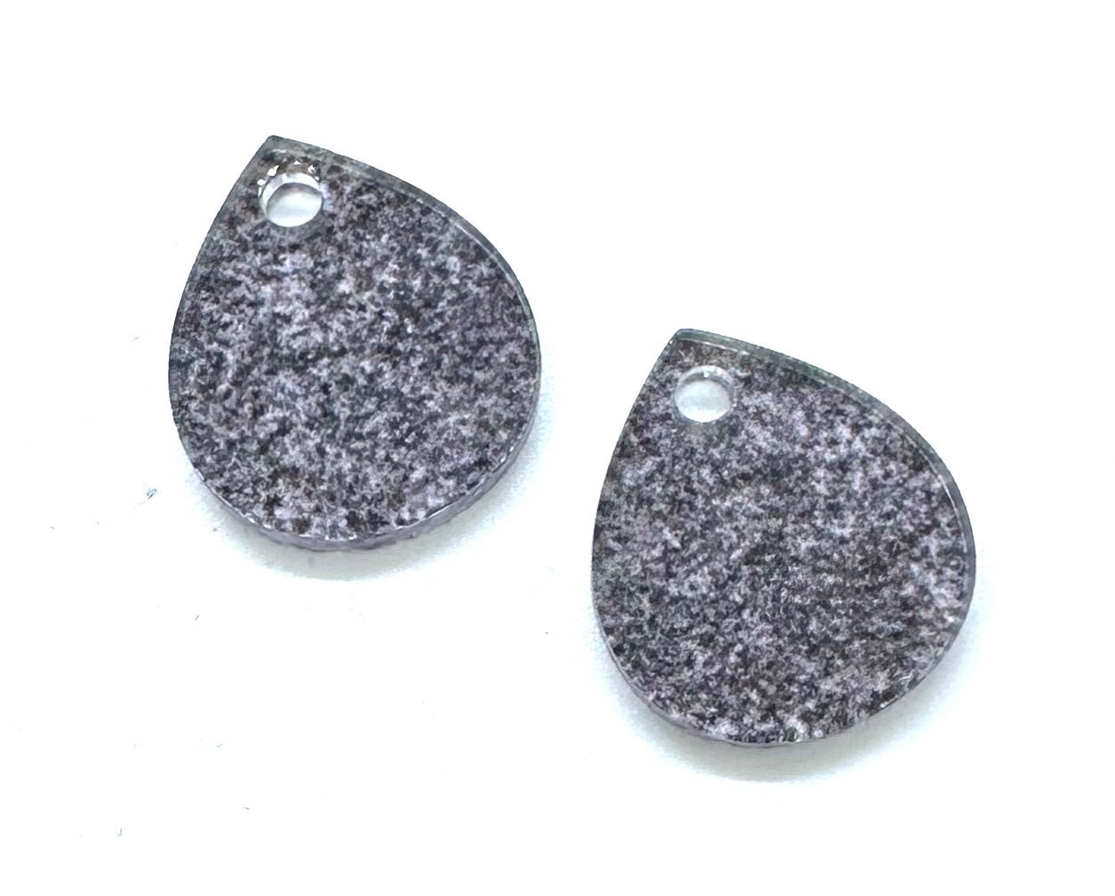 Small Grey Acrylic Earring Component Pair - Concrete Pattern - CB&CO