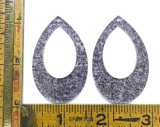 Grey Concrete Patterned Teardrop Acrylic Earring Component - Pendant Component (2 Pieces) - CB&CO