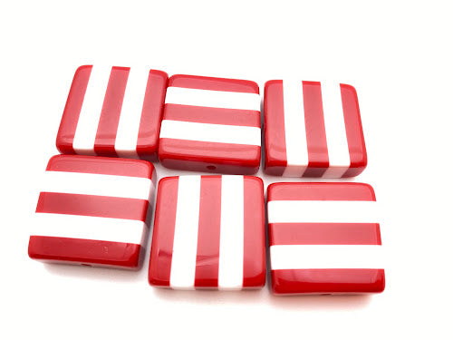 Layered Square 25mm Red & White - IT-FY-0305-A