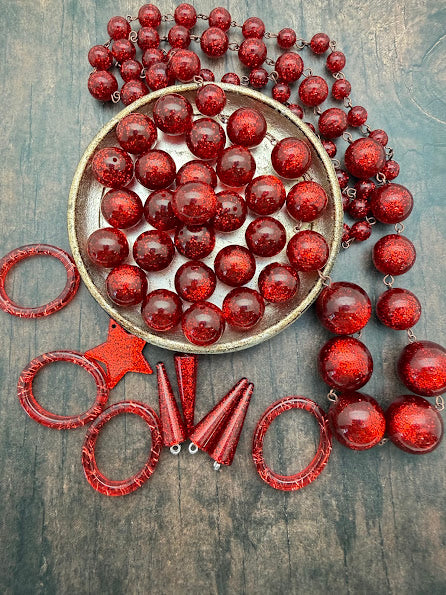 Glitter Round 20mm Cherry