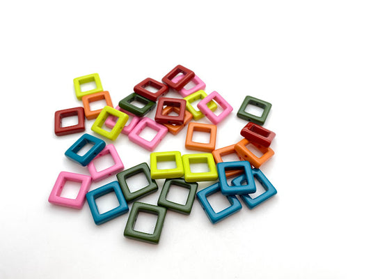 Square Frame Bead 19mm Peacock