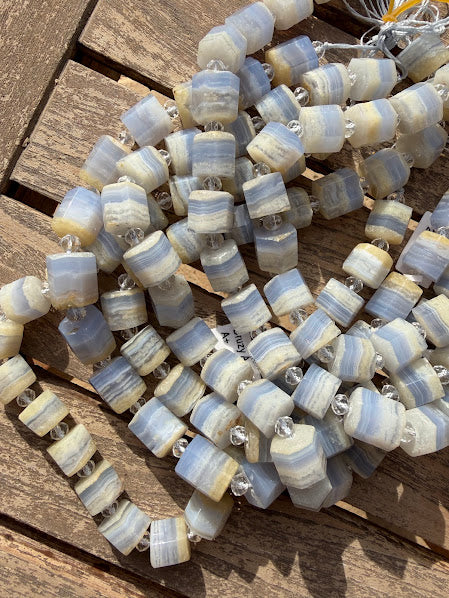 Blue Lace Agate 16x14mm 6 sided Tube