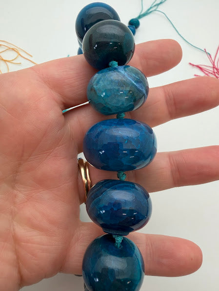 Graduated Dyed Agate Beads. Bermuda Blue