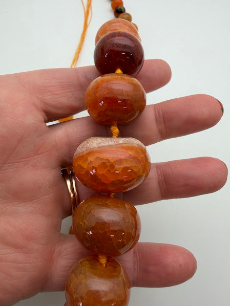 Graduated Dyed Agate Beads. Honey