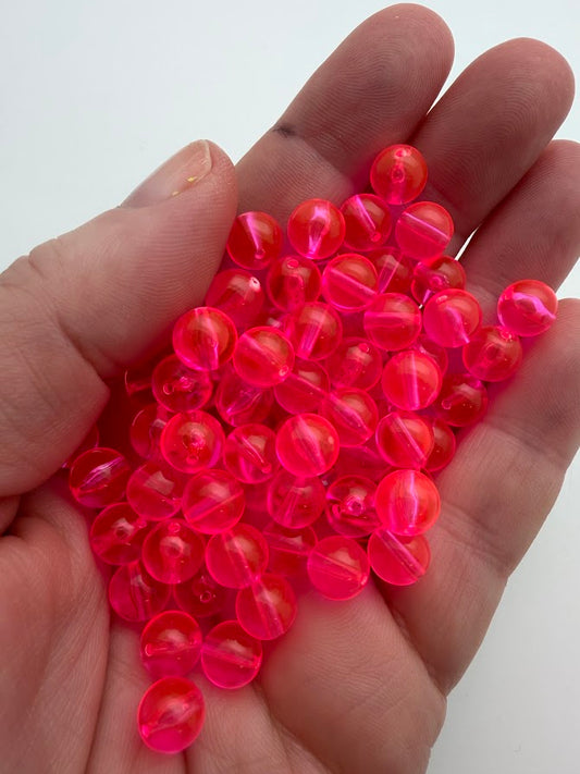 Round 8mm Neon Hot Pink
