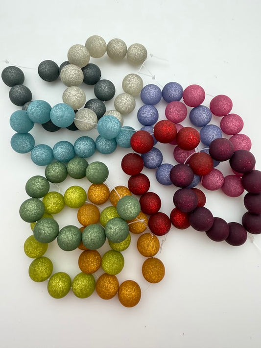 Round 12mm Matte Glitter Kiwi