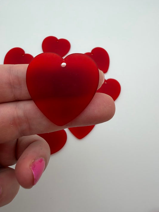 Heart Pendant 38mm Ruby Matte