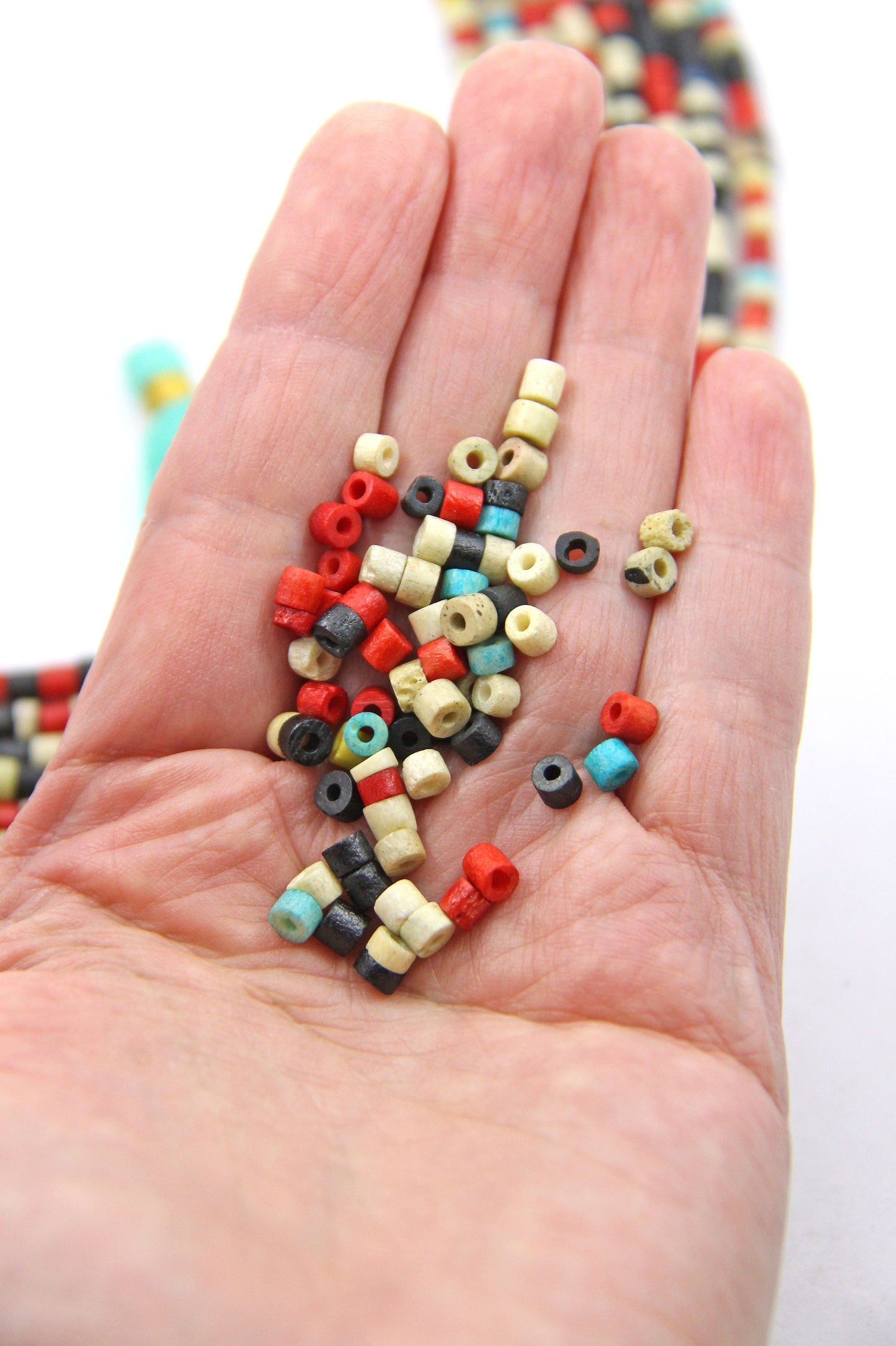 Bone Spacer Beads: 5x4mm Retro Multi Colored Heishi Discs
