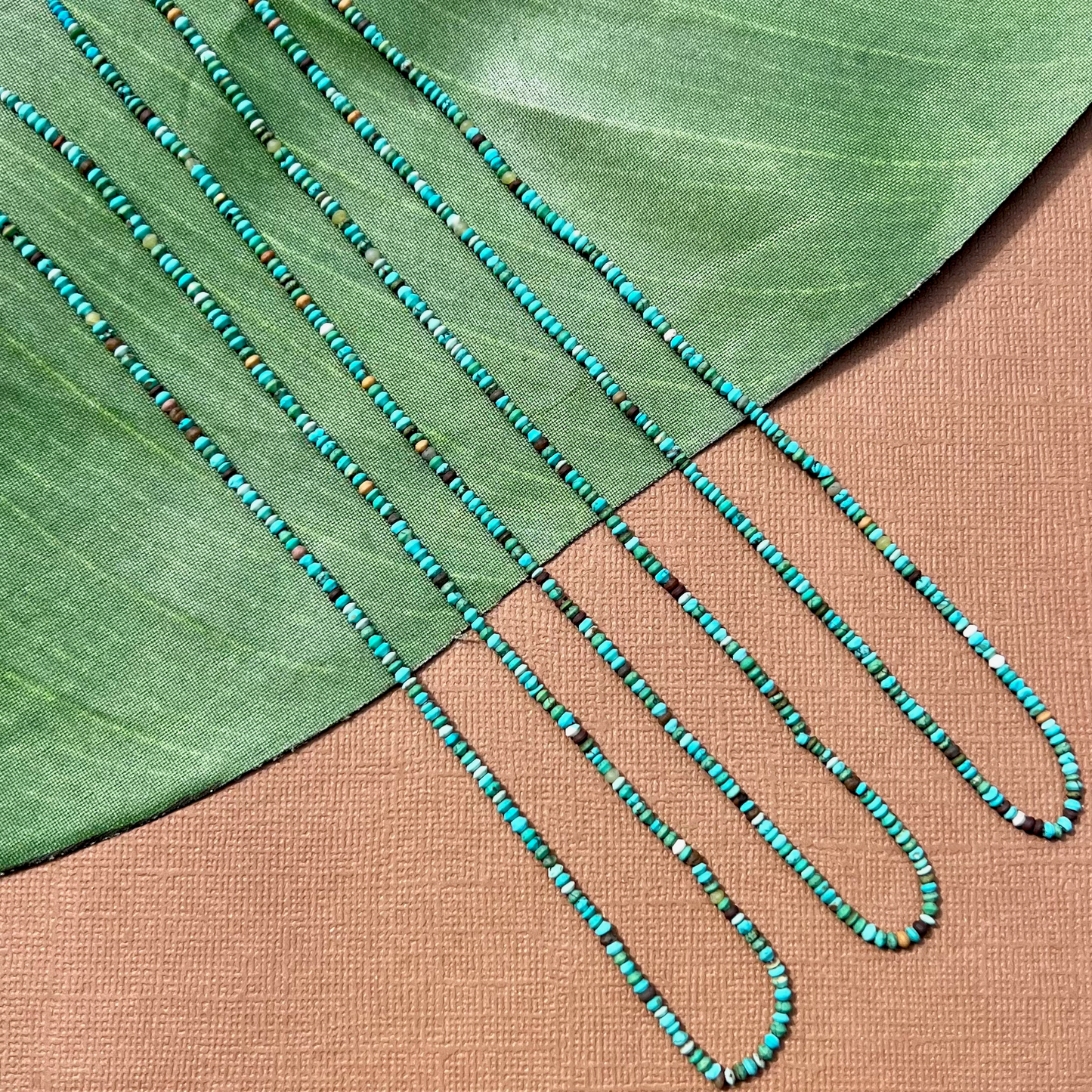 Natural Matrix Turquoise Tiny Saucer Beads - 1 Strand