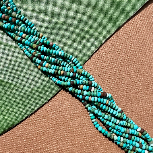 Natural Matrix Turquoise Tiny Saucer Beads - 1 Strand