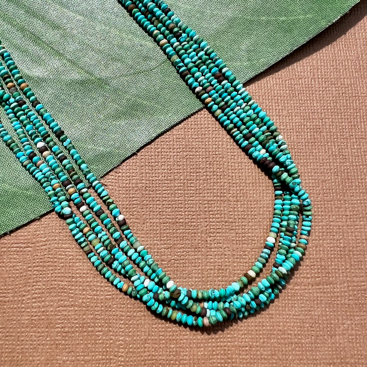 Natural Matrix Turquoise Tiny Saucer Beads - 1 Strand