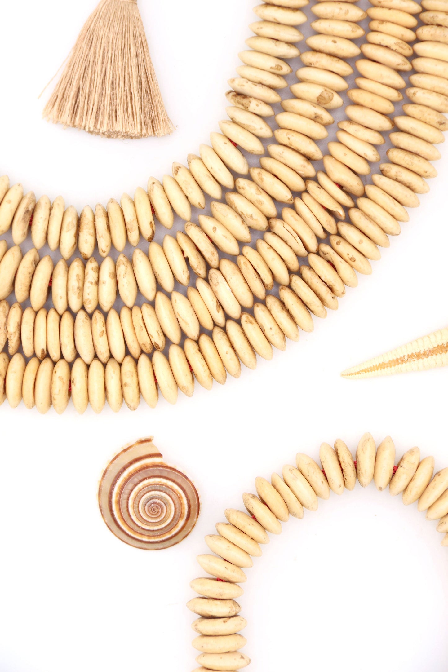 10mm Café Cream Bone Heishi Natural Spacer Discs, 72 beads