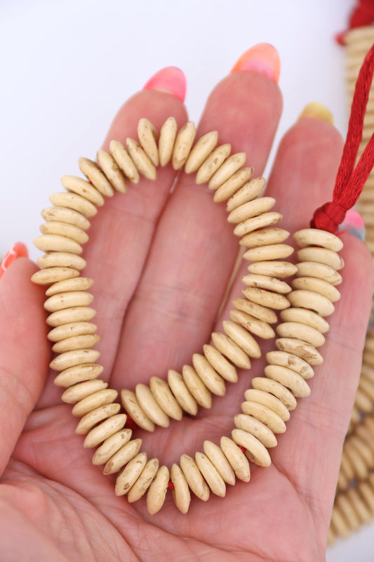 10mm Café Cream Bone Heishi Natural Spacer Discs, 72 beads