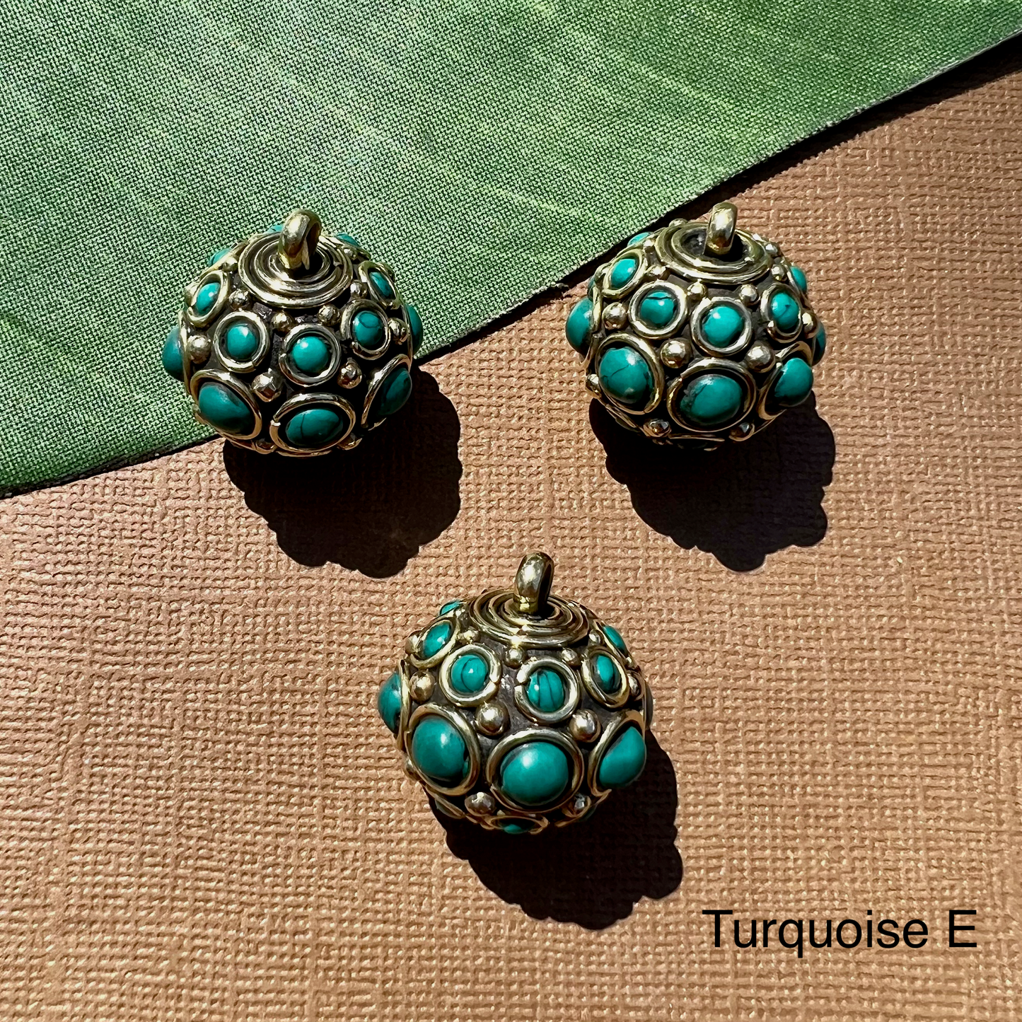 Tibetan Brass & Stone Pendants - 1 Piece