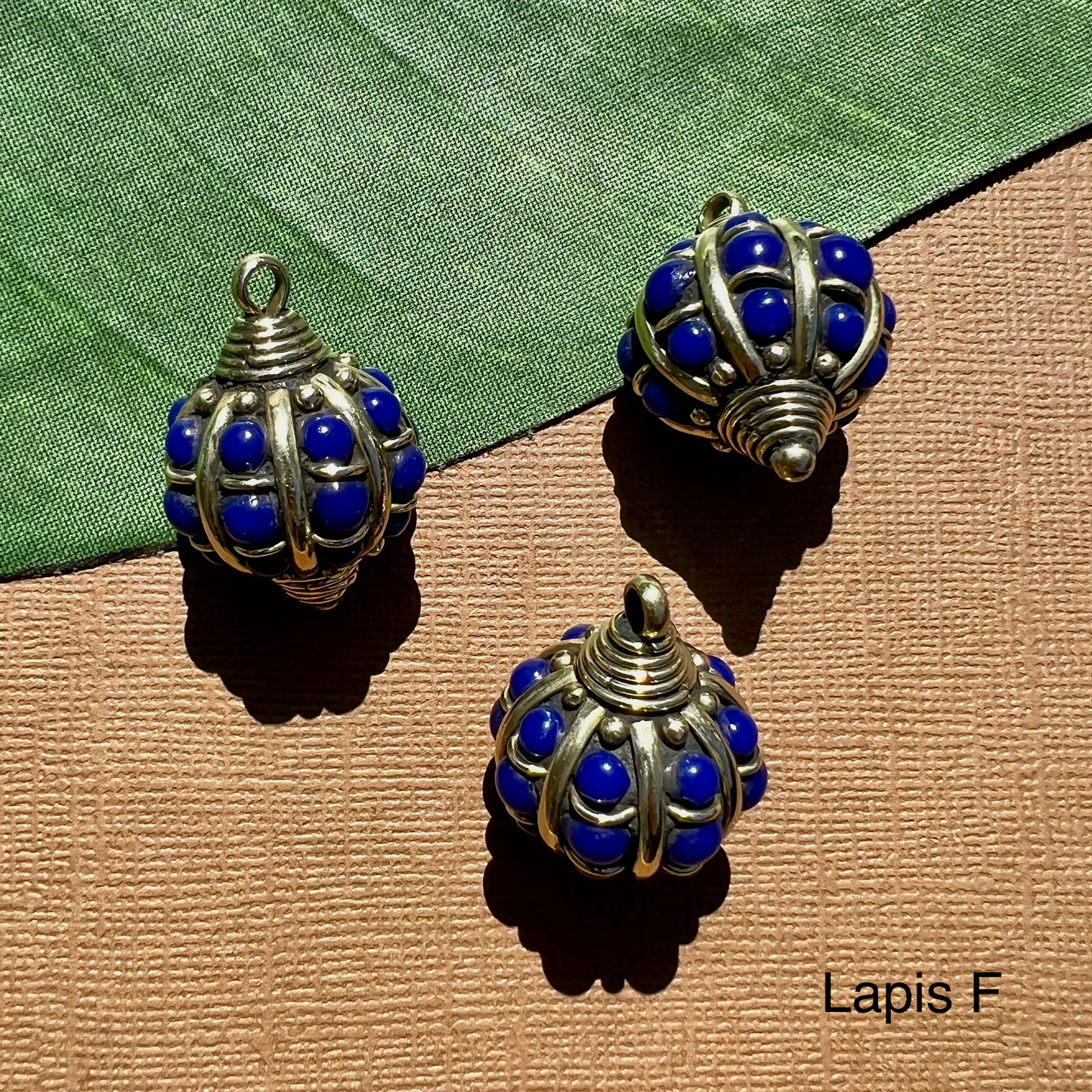 Tibetan Brass & Stone Pendants - 1 Piece