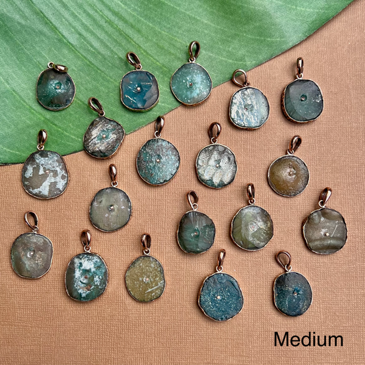 Roman Glass Round Pendants - 1 Piece