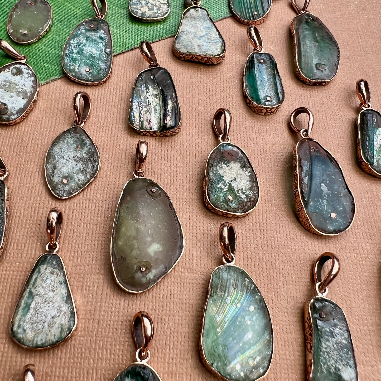 Roman Glass Ovalesque Pendants - 1 Piece